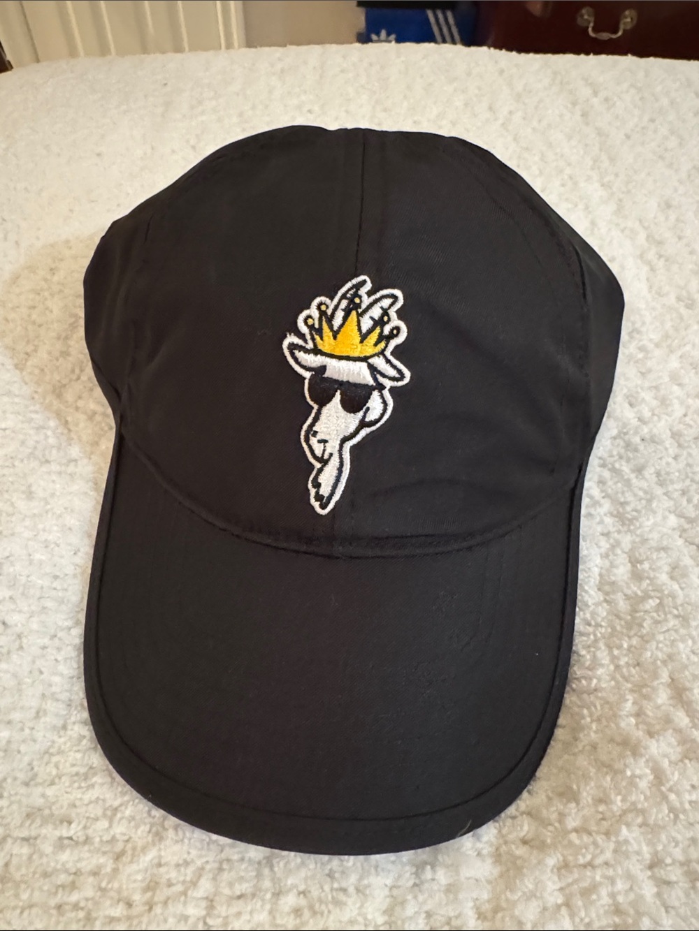 Black Embroidered Crowned Skull Baseball Cap
